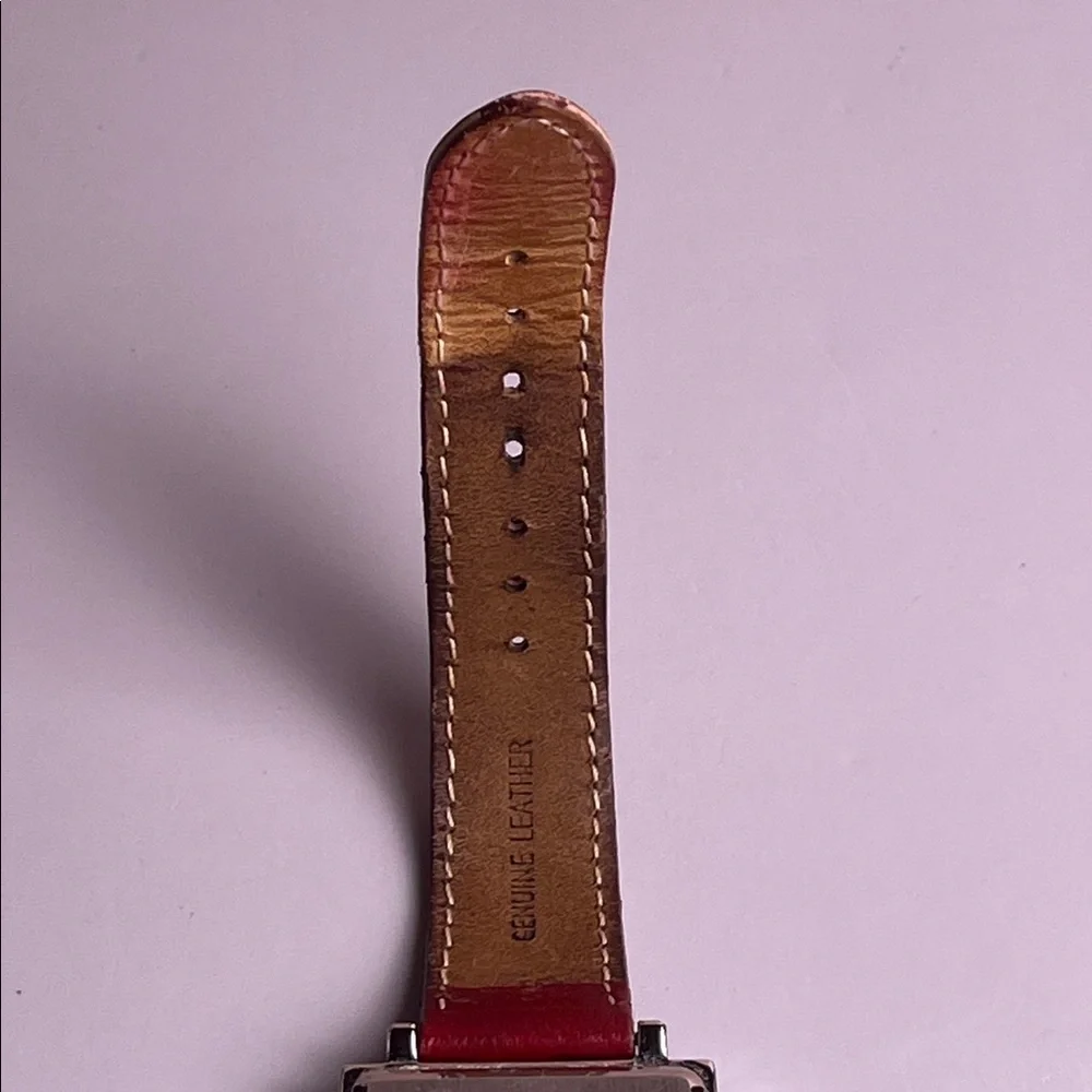 Anne Klein Silver Tone Red Band Women's Quartz Watch New Battery